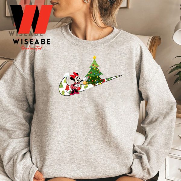 Disney Minnie And Xmas Tree Nike Christmas Sweatshirt
