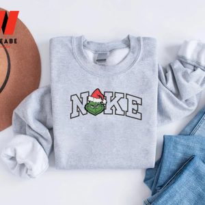 Grinch Face Santa Hat Nike Christmas Sweatshirt