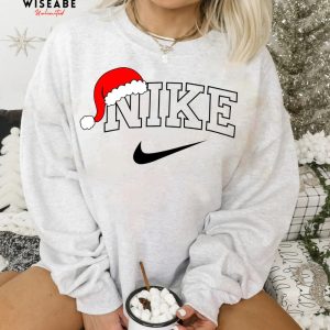 Santa Hat Nike Christmas Sweatshirt, Funny Christmas Sweatshirts