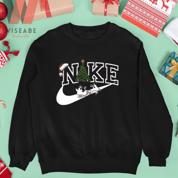 Santa Hat And Santa Sleigh Christmas Nike Crewneck Sweatshirt