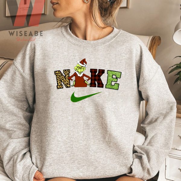 Cheap Grinch Christmas Nike Logo Crewneck Sweatshirt