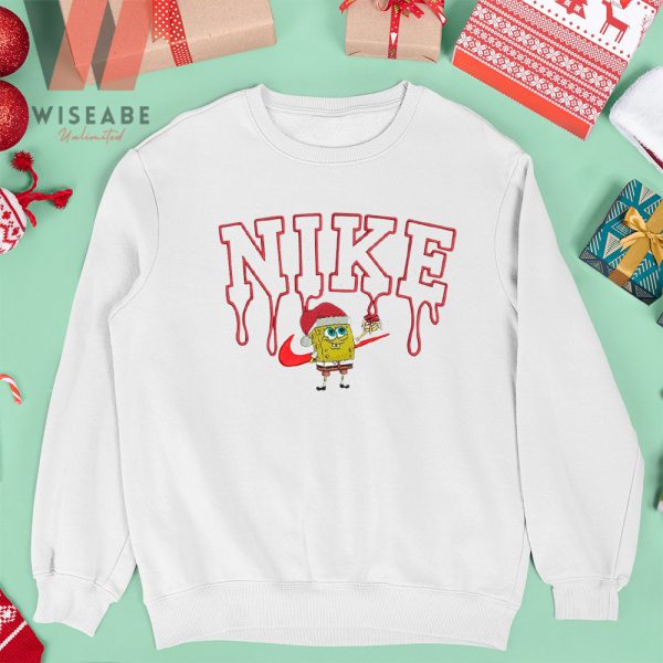 Embroidered Spongebob Santa Hat Nike Christmas Sweatshirt