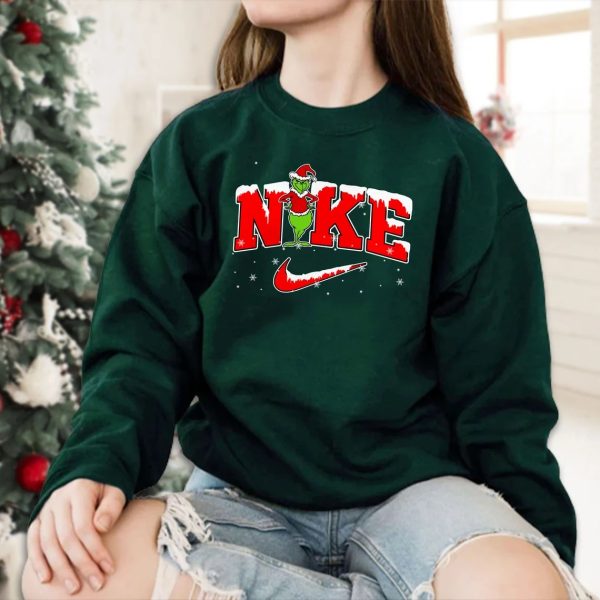 Frozen Dr Seuss The Grinch Nike Christmas Sweatshirt, Funny Christmas Sweatshirts