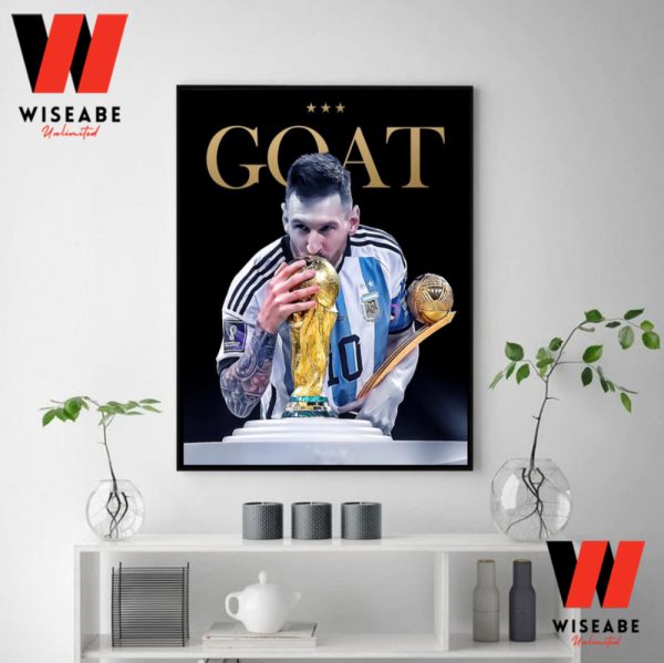 Hot Goat Lionel Messi Kisses World Cup Champions Trophy Poster
