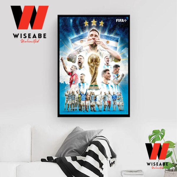 Hot Lionel Messi And Argentina World Cup Champions 2022 Poster
