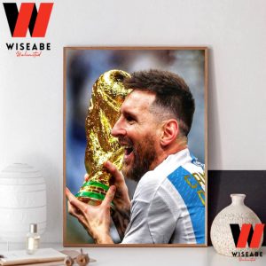 Hot Lionel Messi Raise The World Cup Trophy 2022 Poster