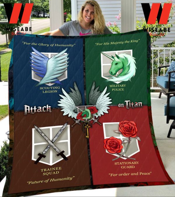 Four Armed Forces Of Eldia Attack On Titan Blanket, Attack On Titan Merchandise