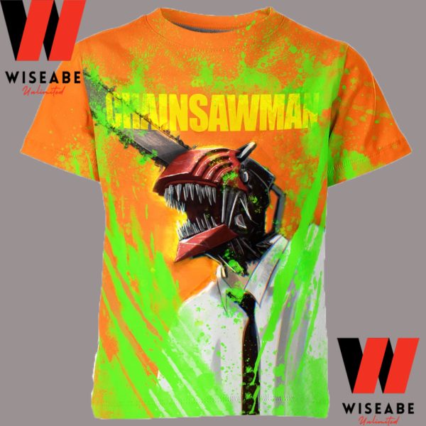 Unique Orange Anime Chainsaw Man Chainsaw Devil T Shirt