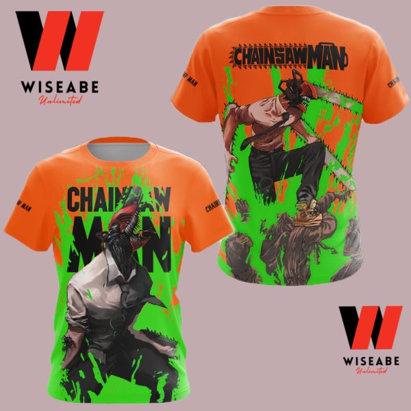 Cheap Orange Anime Chainsaw Man Chainsaw Devil T Shirt