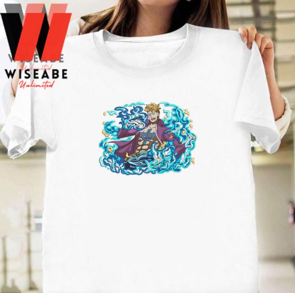 Embroidered Marco Phoenix Blue Fire One Piece Anime T Shirt, One Piece Merch