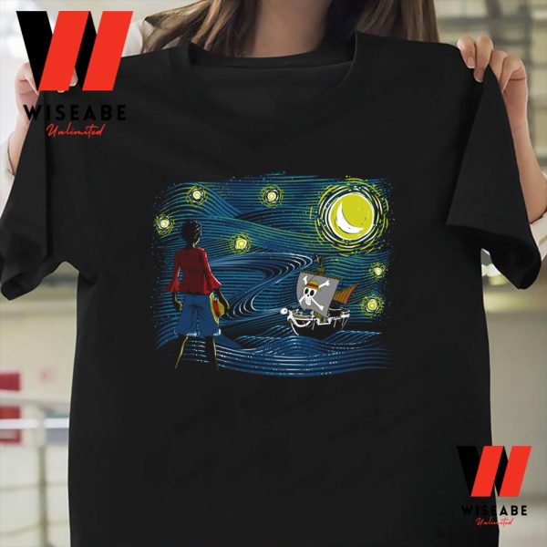 Stary Night Luffy With Going Merry One Piece Anime T Shirt, One Piece Merchandise