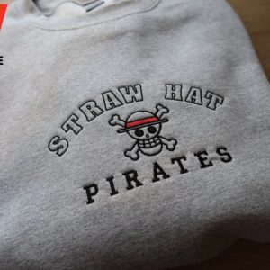 Embroidered Straw Hat Pirates One Piece Sweatshirt, One Piece Merchandise Anime Gift