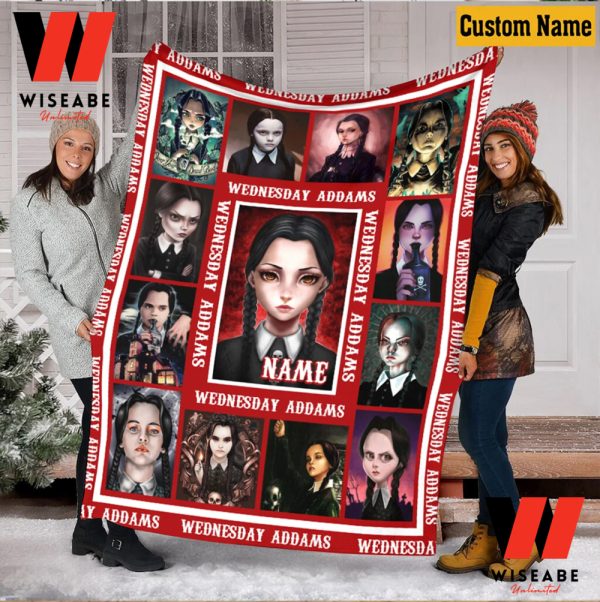Personalized Wednesday Addams Custom Name Blanket, Personalized Blanket Gift