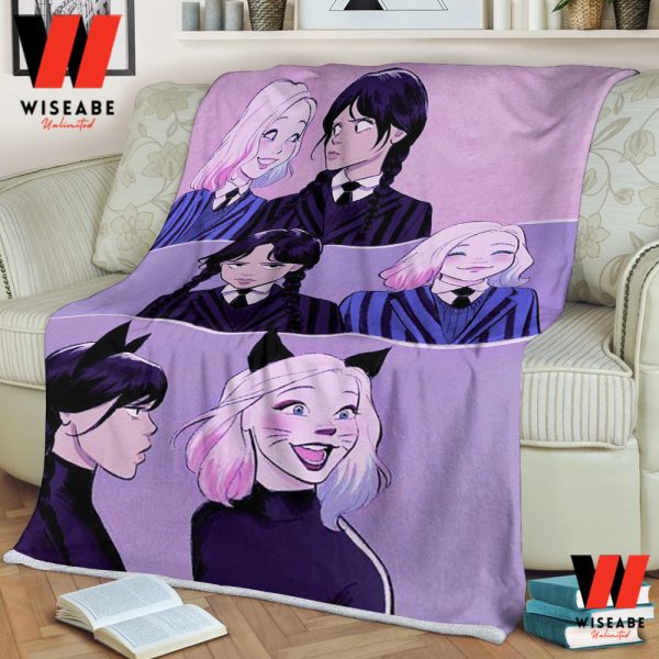 Hot Pink Wednesday Addams And Enid Sinclair Blanket, Wednesday Addams Merchandise