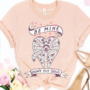 Millennium Falcon Be Mine Don't Fly Solo Star Wars Valentines Couple T shirt, c