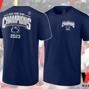 Cheap Penn State Rose Bowl Champions 2023 Navy Two Sides T Shirt
