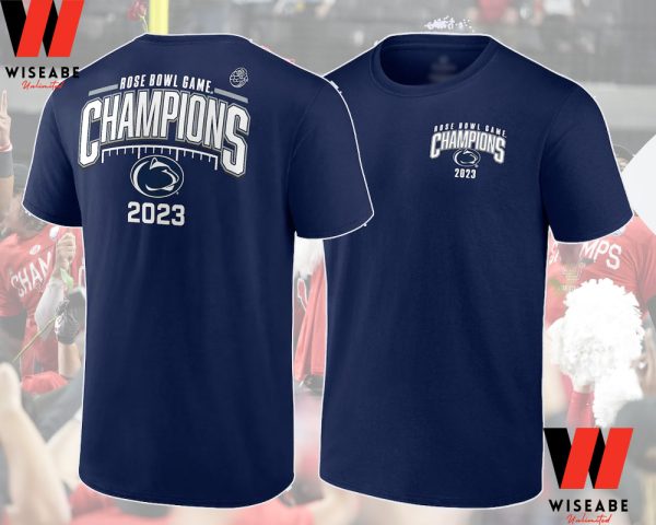Cheap Penn State Rose Bowl Champions 2023 Navy Two Sides T Shirt