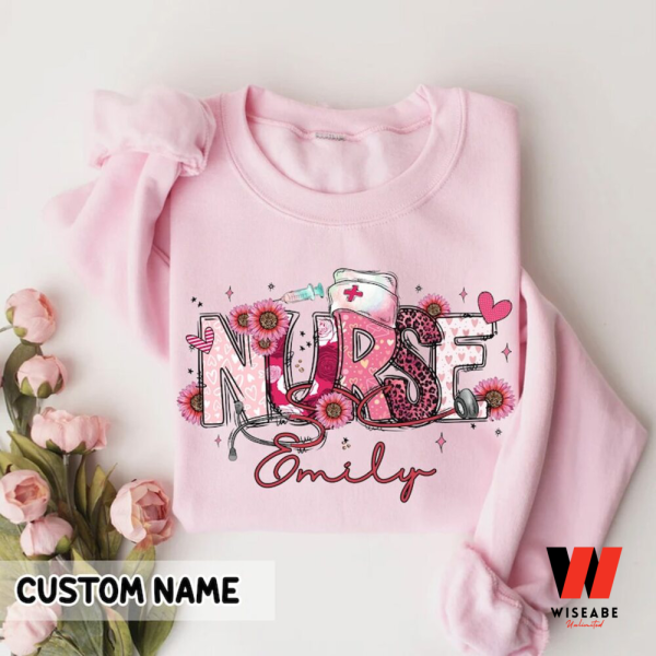 Custom Name Valentines Day Nurse Couple Sweatshirt, Personalized Valentines Day Gifts