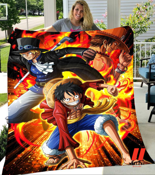 Portgas D Ace Sabo And Luffy One Piece Anime Fleece Blanket, One Piece Merchandise
