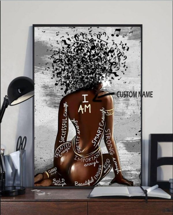 Personalized Black Melanin Girl Smart Enough Strong Enough Wall Art, Birthday Gifts For A Black woman