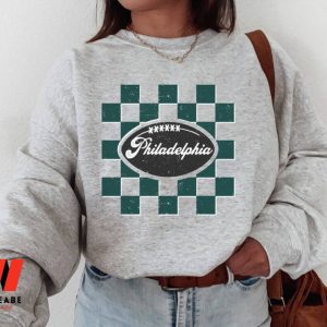 Vintage Philadelphia Eagles Football Green Caro Pattern Crewneck Sweatshirt