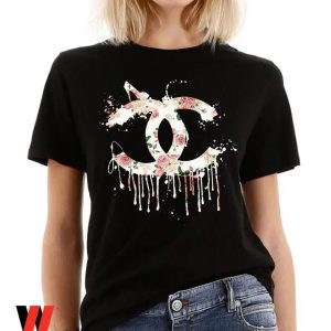 White Rose Chanel Drip Logo Womens T Shirt, Great Mothers Day Gifts