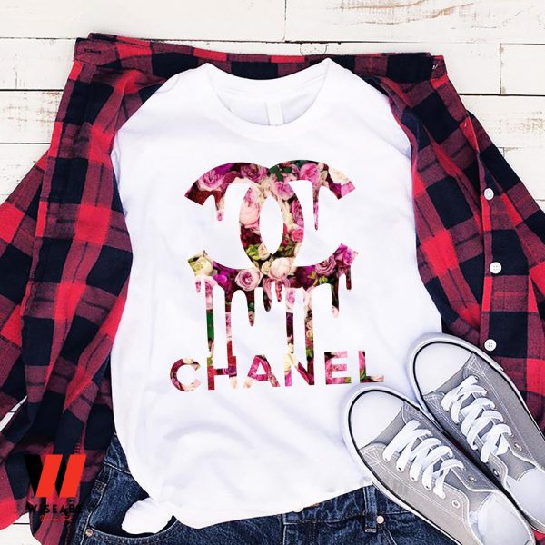 Cheap Floral Rose Dripping Chanel Logo Women Shirt, Gifty For Your Girl Friend