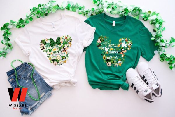 Mickey Mouse And Friends Lucky Irish Green Pattern Disney St Patrick Day Family T Shirt,  Unique St Patricks Day Gift