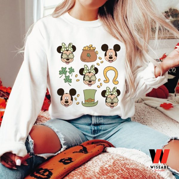 Vintage Disney Mickey And Friends Luckey Pattern Womens St Patricks Day Shirt, Disney St Patricks Day Gifts