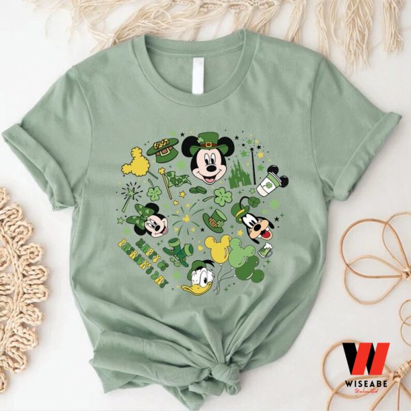 Vintage Disney Mickey And Friends Luckey Pattern Happy St Patrick Day Mens Shirt, Disney St Patricks Day Gifts