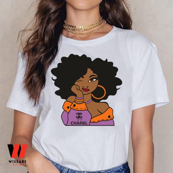 Cheap Black Lady Chanel Inspired T Shirt, Birthday Gift For Your Mom