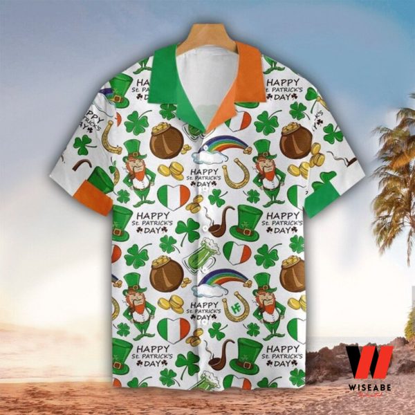 Vintage Little Irish Shamrock And Leprechauns Aloha Beach St Patricks Day Hawaiian Shirt, Unique St Patricks Day Gifts