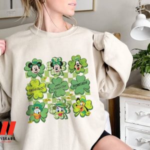 Retro Mickey And Friends Lucky Shamrocks Disney St Patricks Day Sweatshirt, Cheap St Patricks Day Gifts