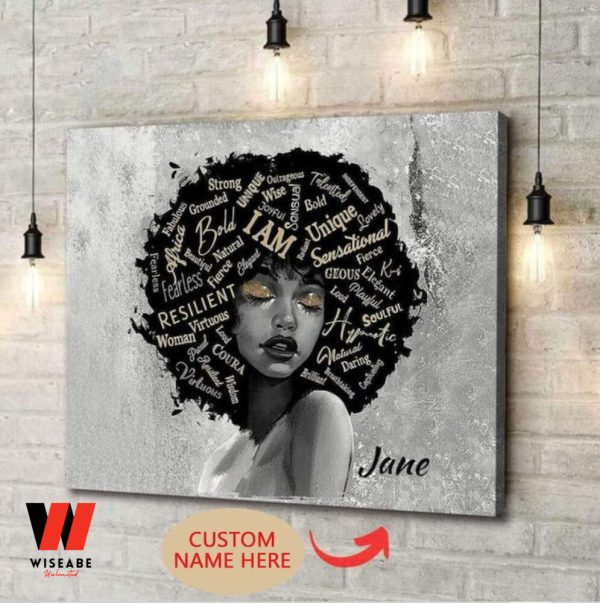 Personalized Black Girl Strong Unique Fabulous Wall Art Canvas, Birthday Gifts For A Black woman