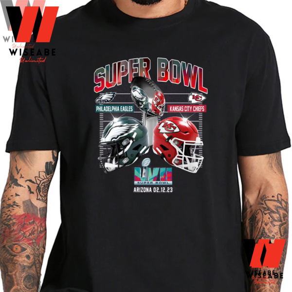 Cheap NFL Super Bowl 2023 Between Philadelphia Eagles And Kansas City Chiefs Crewneck T Shirt