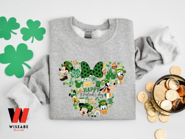 Mickey Mouse And Friends Lucky Irish Green Pattern Disney St Patrick Day Family T Shirt,  Unique St Patricks Day Gift
