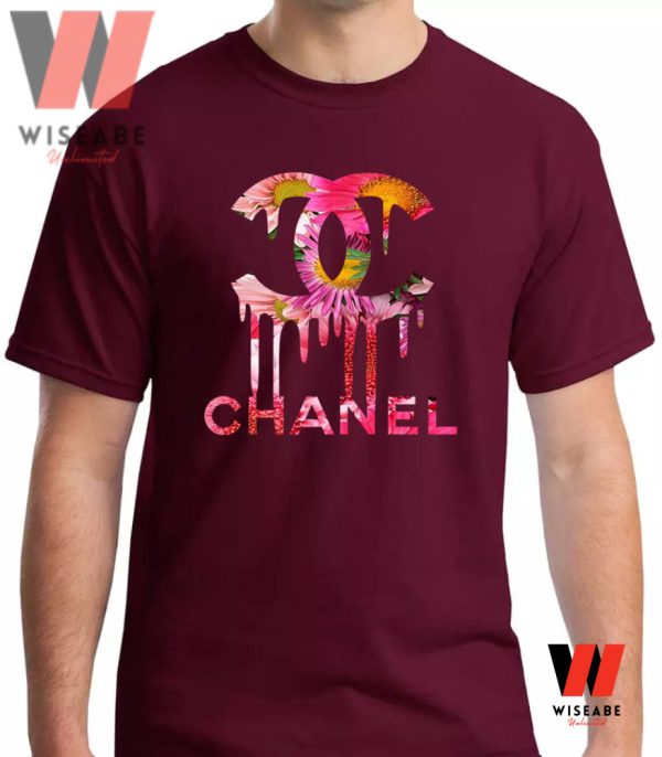 Cheap Floral Dripping Chanel Logo Shirt, Gift For Chanel Girl
