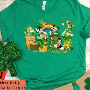 Shamrock Rainbow Mickey Mouse And Friends Coffee Latte Disney St Patricks Day Shirt, Cheap St Patricks Day Gift