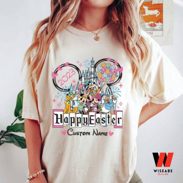 Customize Name Retro Disneyland Mickey Ears Happy Easter 2023 Shirt, Personalized Easter Gifts