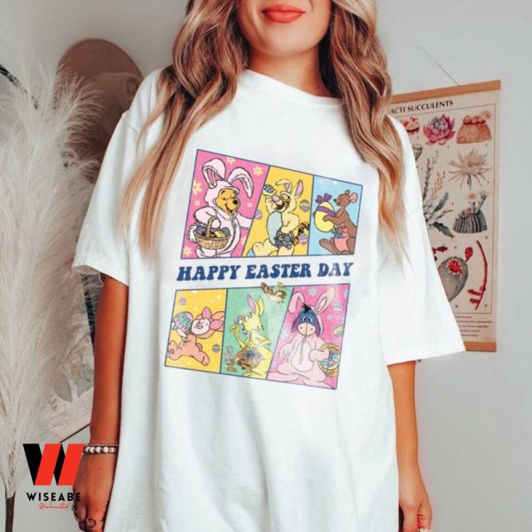 Retro Bunny Eggs Winnie The Pooh Disney Easter Shirt, Cheap Easter Gifts