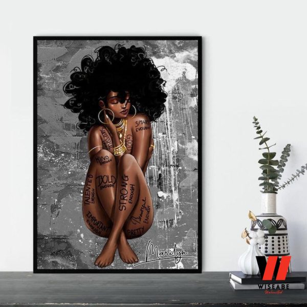 Personalized African American Women Smart Enough Strong Enough Talented Enough Wall Art Poster,  Gifts For Young Black Girl