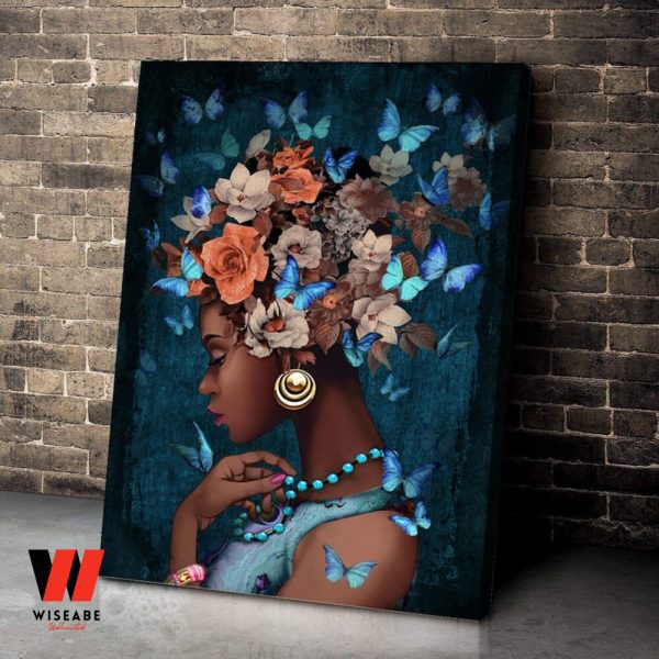 Butterfly Pot Head Black Woman Wall Art Poster, Birthday Gifts For A Black woman