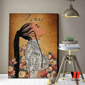 Personalized Afro Black Girl Smart Pretty Strong Wall Art Canvas, Juneteenth Decoration