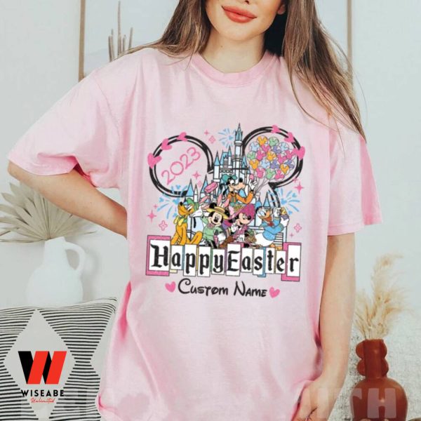 Customize Name Retro Disneyland Mickey Ears Happy Easter 2023 Shirt, Personalized Easter Gifts