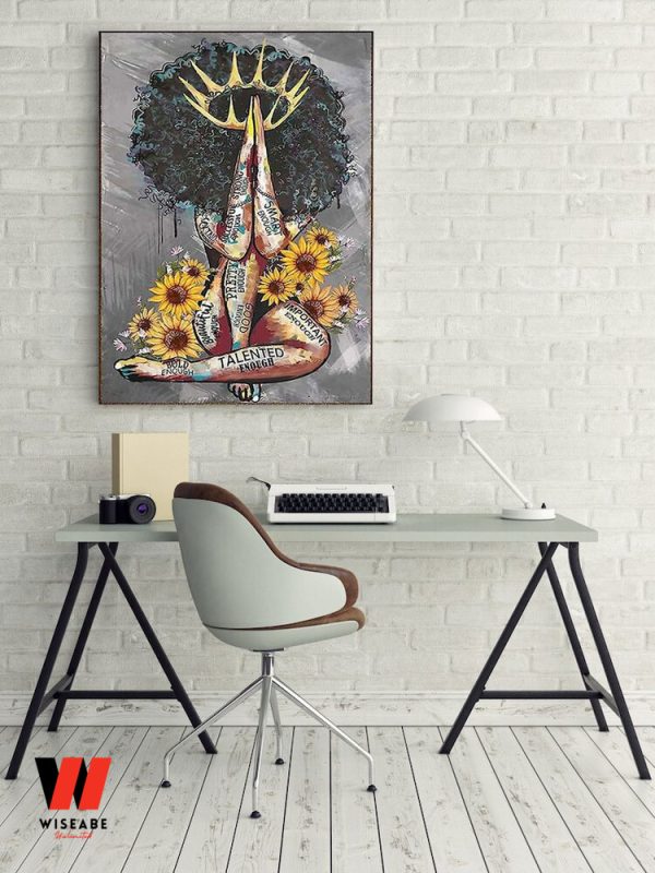 Creative Black Queen With Sunflower Wall Art Poster, Black Mothers Day Gifts
