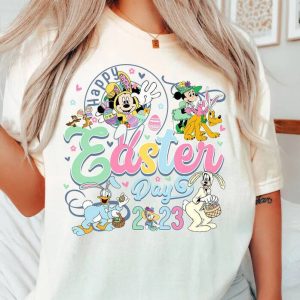 Cheap Disney Happy Easter Day 2023 Womens Easter Shirt, Easter Gifts For Girlfriend