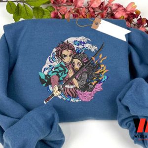 Tanjiro And Nezuko Water Breathing Demon Slayer Anime Embroidery Shirt, Nezuko Merch