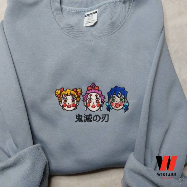 Funny Tanjiro Inosuke And Zenitsu Demon Slayer Anime Embroidered Sweatshirt, Gifts For Anime Lovers
