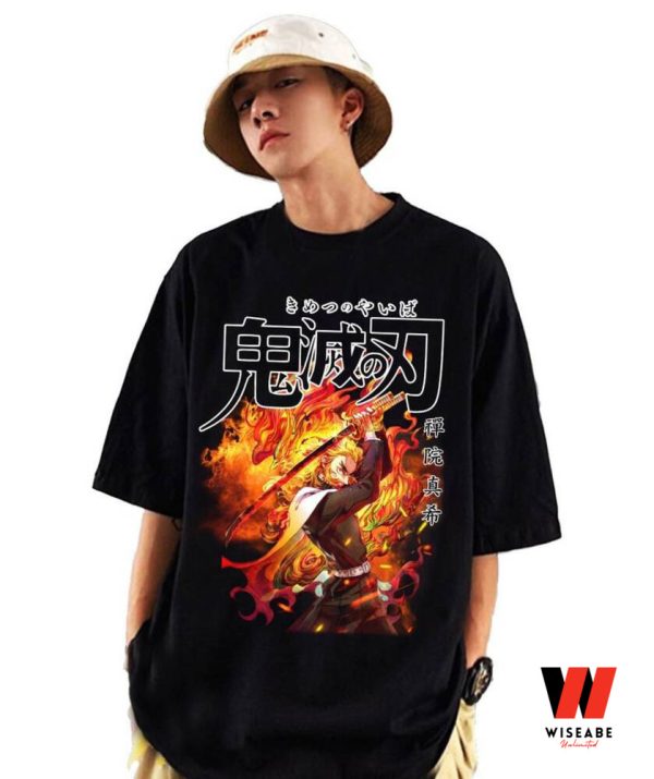 Cheap Flame Pillar Rengoku Anime Demon Slayer T Shirt, Anime Gifts For Adults