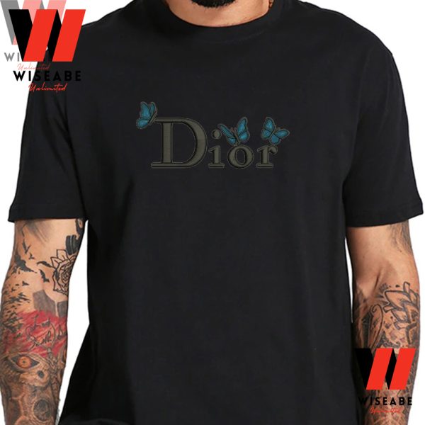 Embroidered Butterfly Dior Logo T Shirt, Christian Dior Mens Shirt, Gifts For Dad From Son